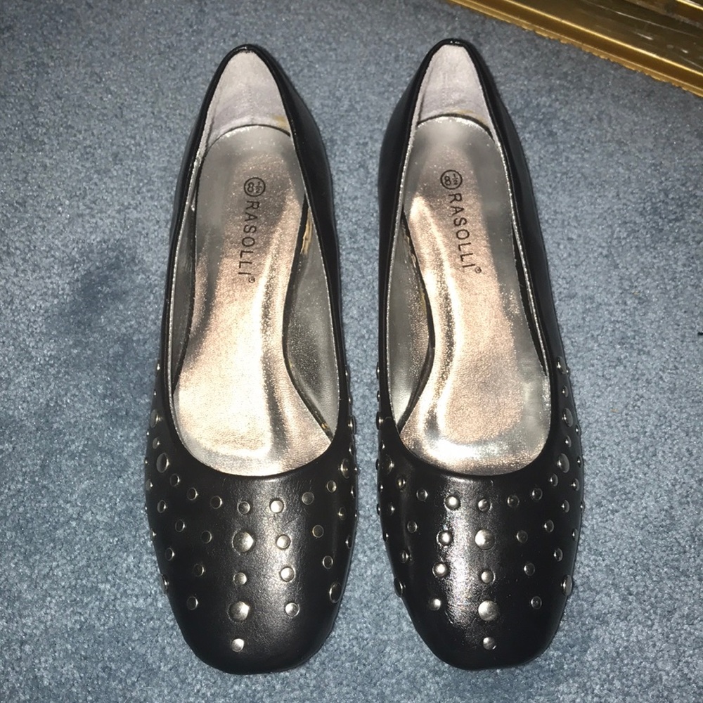 Rasolli studded black flats nwot